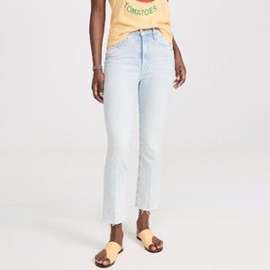 MOTHER The Hustler Ankle Fray High Waist Jeans Pina Colada Paradise Size 24